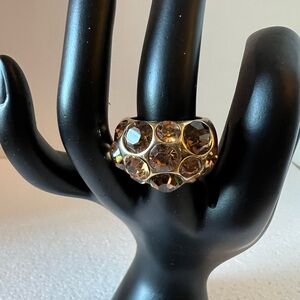 Gold Tone Bronze Faux Rhinestone Cluster Ring size 7.5